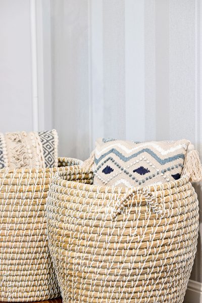 Khroma The Classic Collection Gentile Snow Wall Covering with baskets and cushions